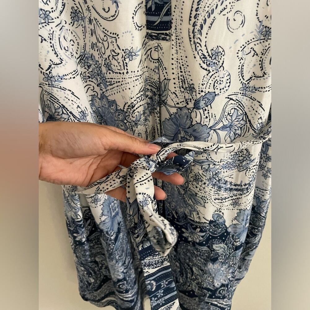 Anthropologie Dress Women's Small Fig & Flower Bohemian Blue Paisley Sundress - Picture 6 of 10